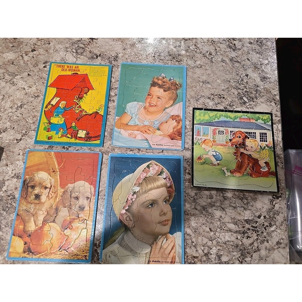 5 Vintage‎ 1950s child's tray puzzles